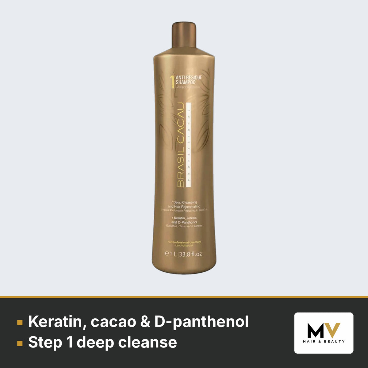 Brasil Cacau Anti-Residue Shampoo – Step 1 1000ml, BTX Vegan 1L & Deep Conditioning Mask – Step 3 1000ml Trio
