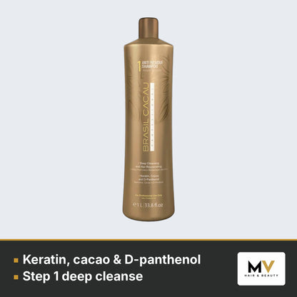 Brasil Cacau Anti-Residue Shampoo – Step 1 1000ml, NanoPLASTIA Treatment 1000ml & Deep Conditioning Mask – Step 3 1000ml Trio