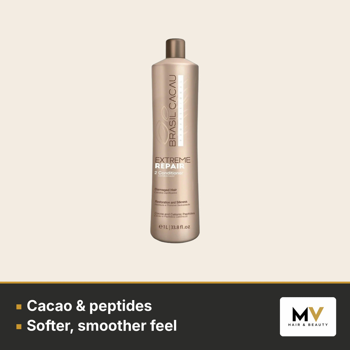 Brasil Cacau ECO Keratin Professional Kit 3 × 110ml, Extreme Repair Sulphate-Free Shampoo 1L & Extreme Repair Conditioner 1L Trio