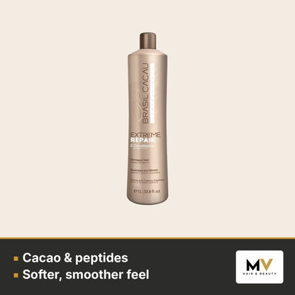 Brasil Cacau NanoPLASTIA 110ml Kit, Extreme Repair Sulphate-Free Shampoo 1L & Extreme Repair Conditioner 1L Trio