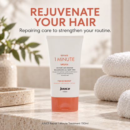 JUUCE Repair 1 Minute Treatment 150ml: REJUVENATE YOUR HAIR. Repairing care to strengthen your routine.