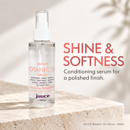 JUUCE Botanic Oil Serum 100ml: SHINE & SOFTNESS. Conditioning serum for a polished finish.