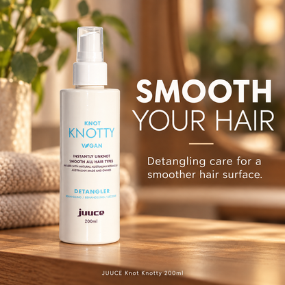 JUUCE Knot Knotty 200ml: SMOOTH YOUR HAIR. Detangling care for a smoother hair surface.