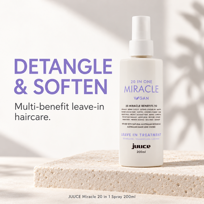 JUUCE Miracle 20 in 1 Spray 200ml: DETANGLE & SOFTEN. Multi-benefit leave-in haircare.