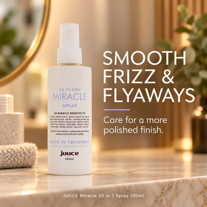 JUUCE Miracle 20 in 1 Spray 200ml: SMOOTH FRIZZ & FLYAWAYS. Care for a more polished finish.