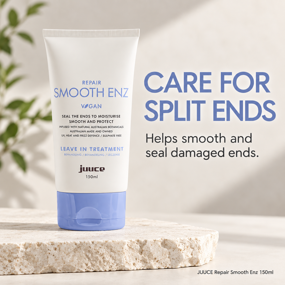 JUUCE Repair Smooth Enz 150ml: CARE FOR SPLIT ENDS. Helps smooth and seal damaged ends.