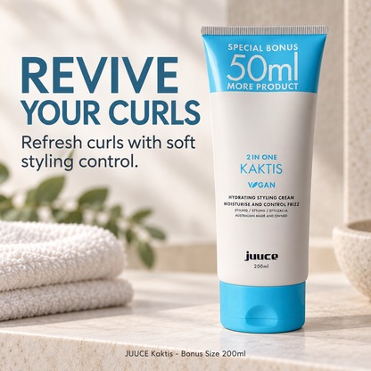 JUUCE Kaktis - Bonus Size 200ml: REVIVE YOUR CURLS. Refresh curls with soft styling control.
