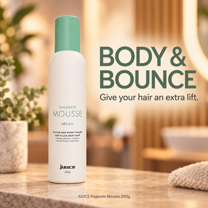 JUUCE Xagerate Mousse 200g: BODY & BOUNCE. Give your hair an extra lift.