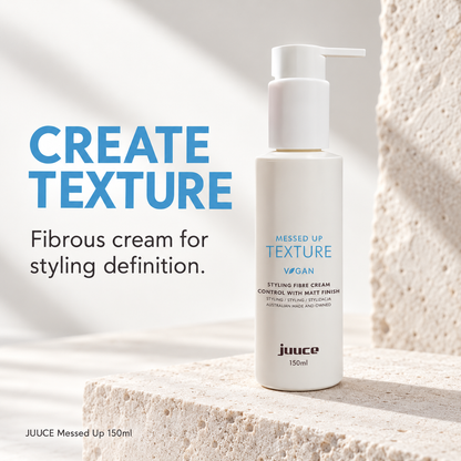 JUUCE Messed Up 150ml: CREATE TEXTURE. Fibrous cream for styling definition.