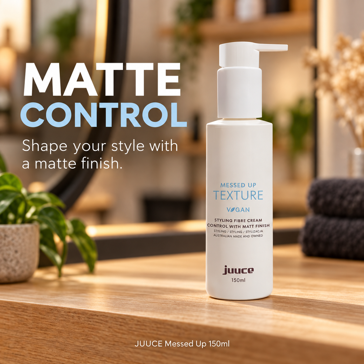 JUUCE Messed Up 150ml: MATTE CONTROL. Shape your style with a matte finish.
