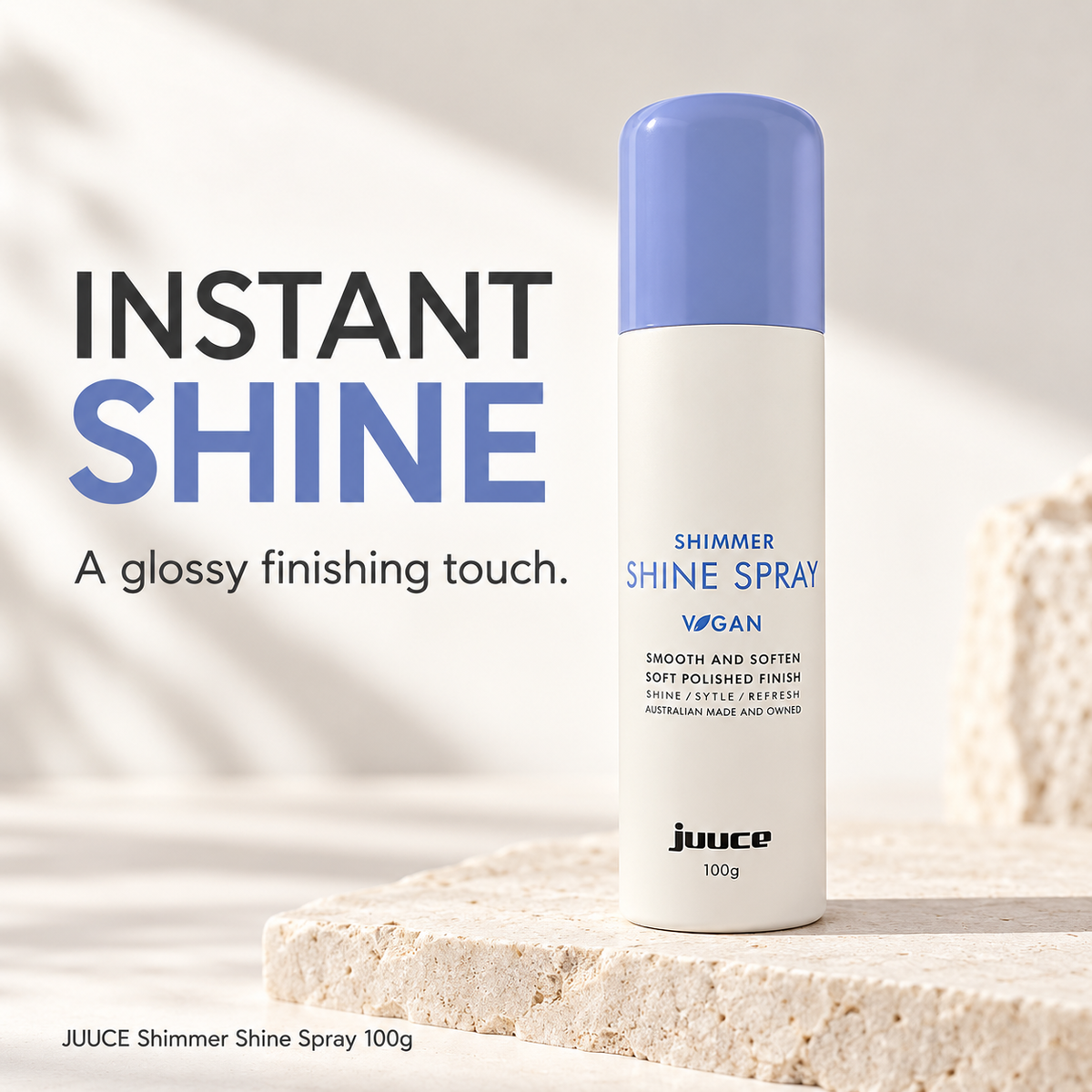 JUUCE Shimmer Shine Spray 100g: INSTANT SHINE. A glossy finishing touch.