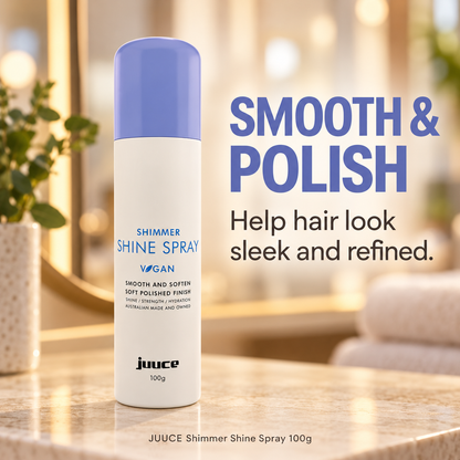 JUUCE Shimmer Shine Spray 100g: SMOOTH & POLISH. Help hair look sleek and refined.