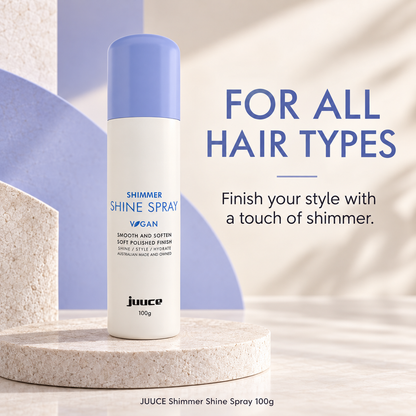 JUUCE Shimmer Shine Spray 100g: FOR ALL HAIR TYPES. Finish your style with a touch of shimmer.