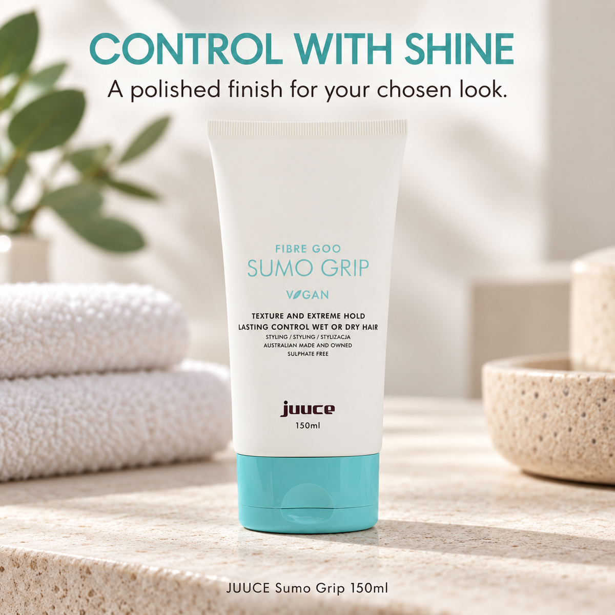 JUUCE Sumo Grip 150ml: CONTROL WITH SHINE. A polished finish for your chosen look.