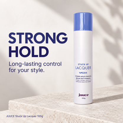 JUUCE Stuck Up Lacquer 100g: STRONG HOLD. Long-lasting control for your style.