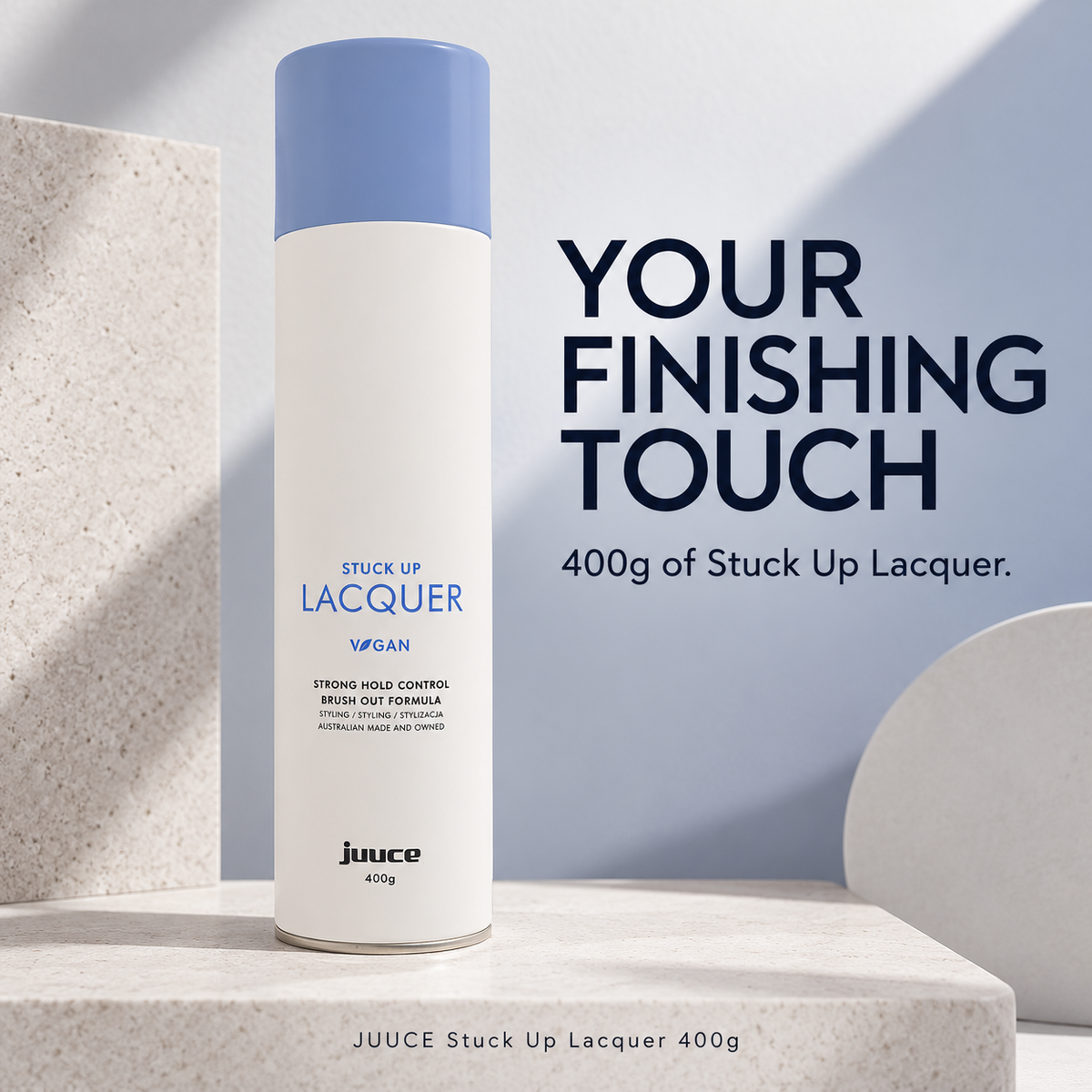 JUUCE Stuck Up Lacquer 400g: YOUR FINISHING TOUCH. 400g of Stuck Up Lacquer.