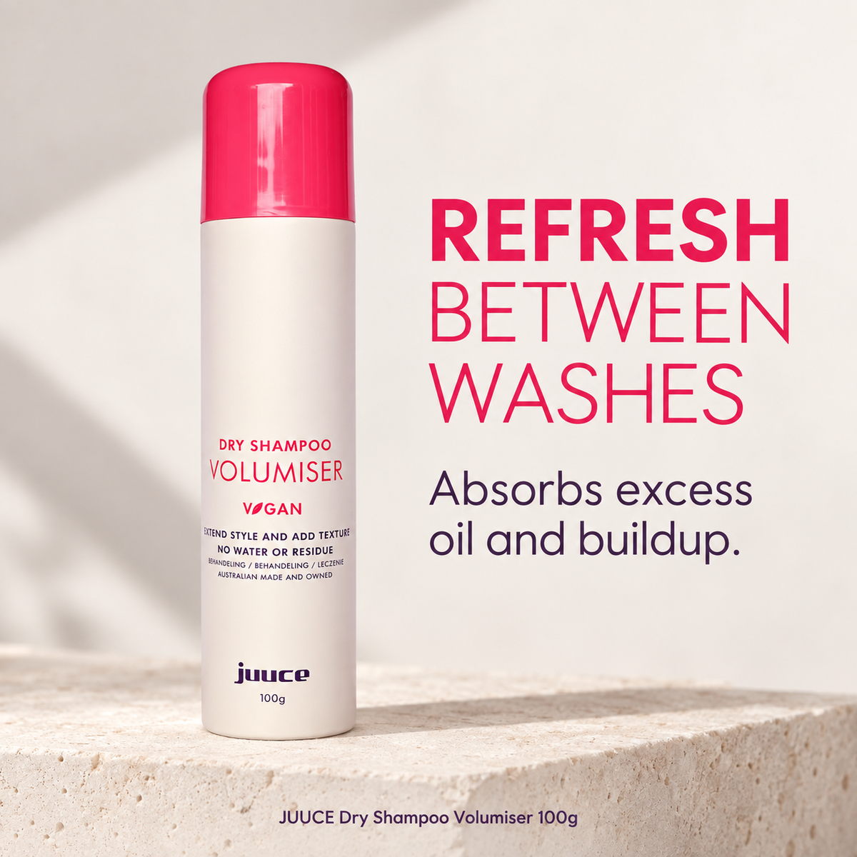 JUUCE Dry Shampoo Volumiser 100g: REFRESH BETWEEN WASHES. Absorbs excess oil and buildup.