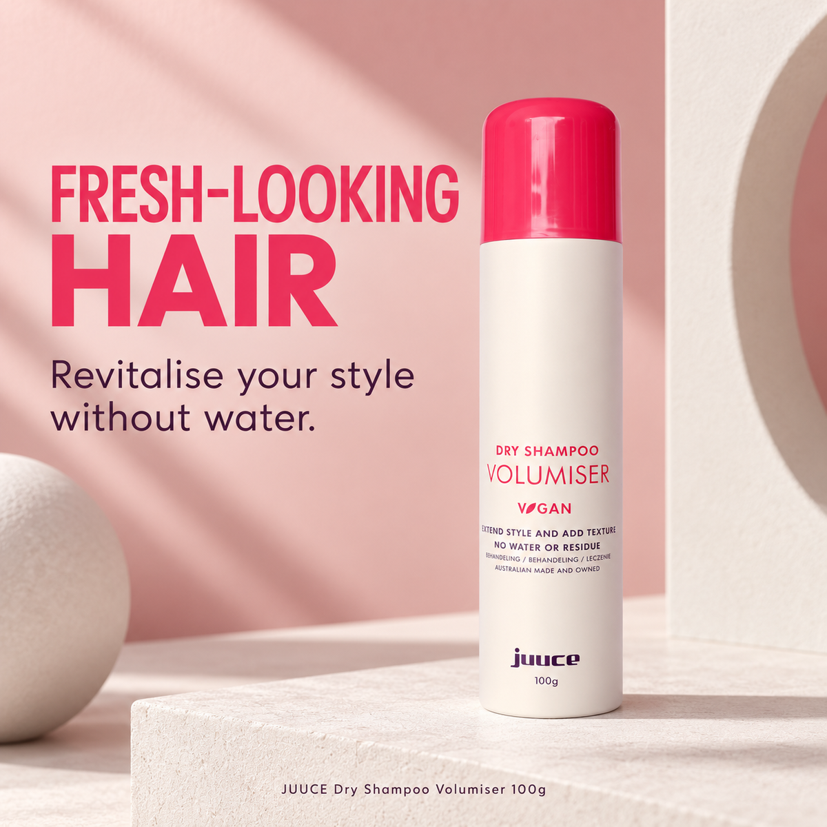 JUUCE Dry Shampoo Volumiser 100g: FRESH-LOOKING HAIR. Revitalise your style without water.