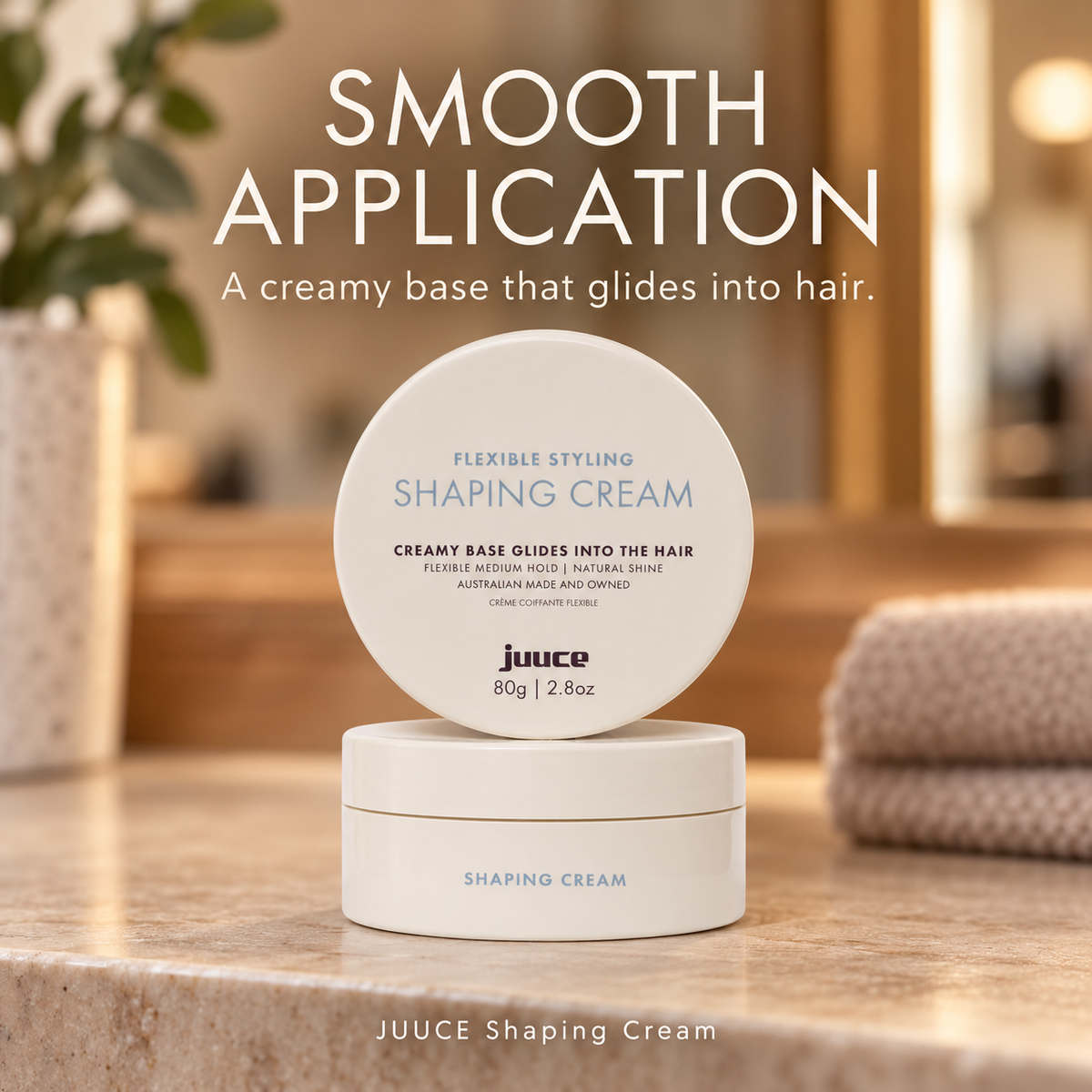 JUUCE Shaping Cream 80ml: SMOOTH APPLICATION. A creamy base that glides into hair.