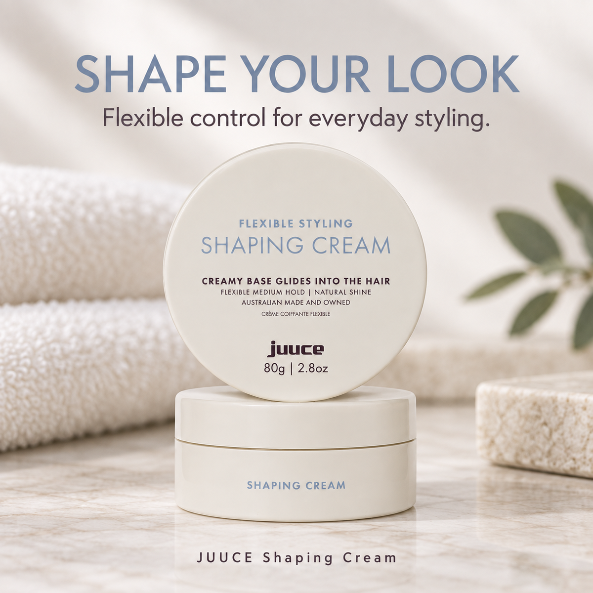 JUUCE Shaping Cream 80ml: SHAPE YOUR LOOK. Flexible control for everyday styling.