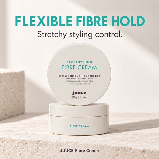 JUUCE Fibre Cream 80ml: FLEXIBLE FIBRE HOLD. Stretchy styling control.