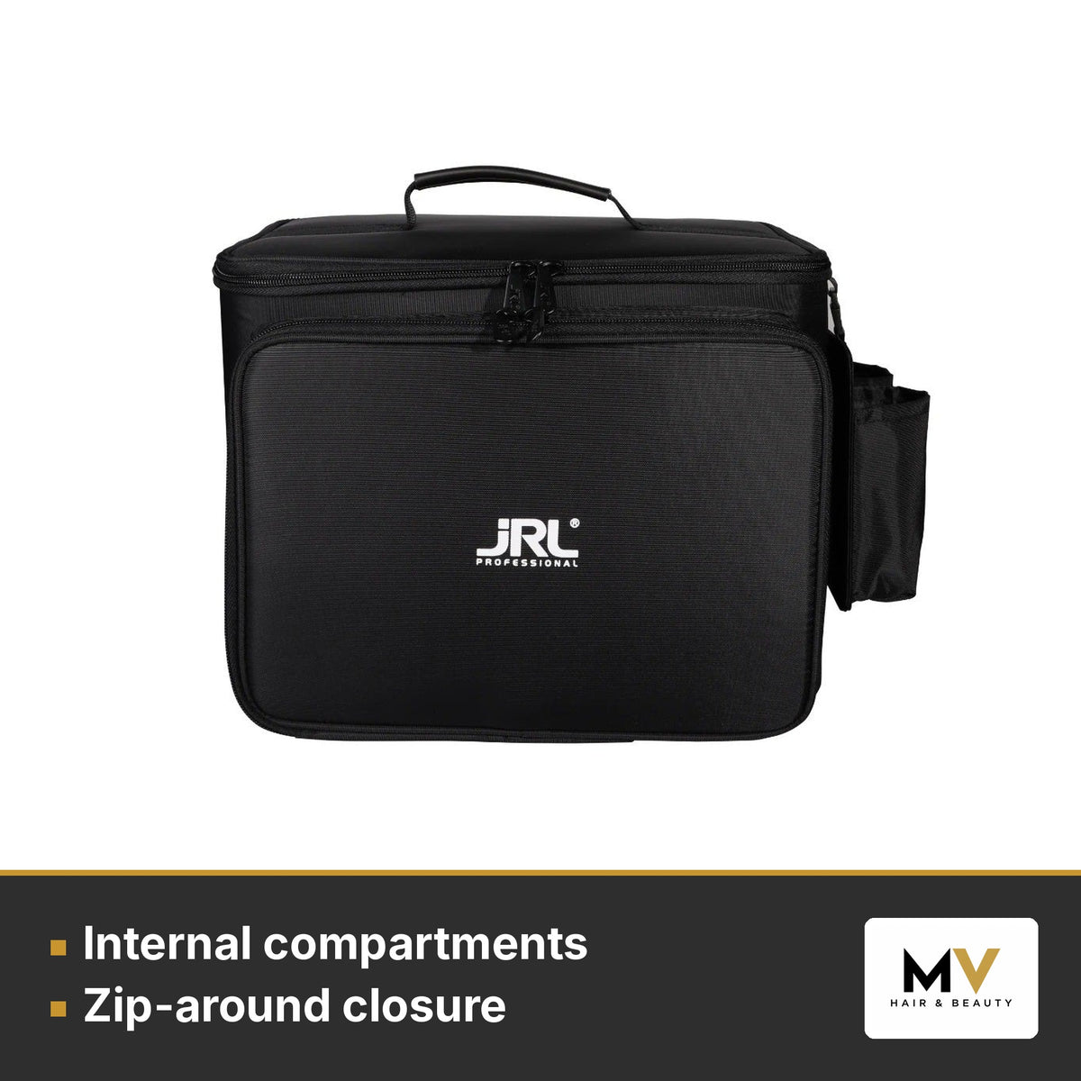 JRL Onyx Black Clipper, Trimmer & Pro Tool Bag Kit – Internal compartments, Zip-around closure