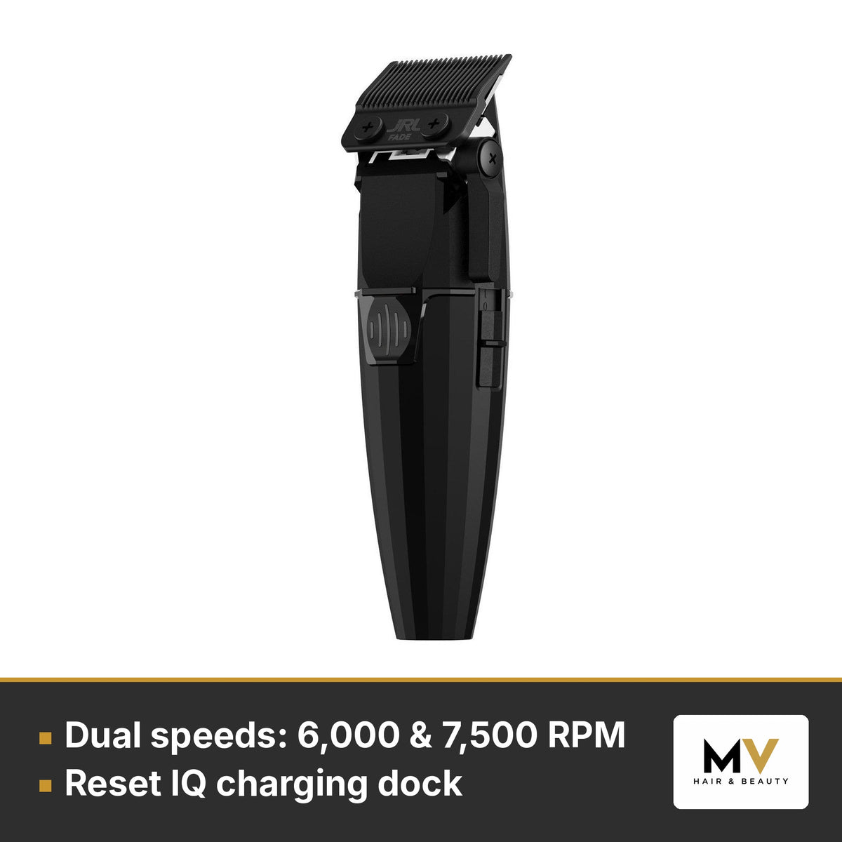 JRL Onyx Black Clipper, Trimmer & Pro Tool Bag Kit – Dual speeds: 6,000 & 7,500 RPM, Reset IQ charging dock