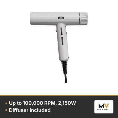 JRL Ghost White Onyx Clipper & Forte Pro Dryer Duo – Up to 100,000 RPM, 2,150W, Diffuser included