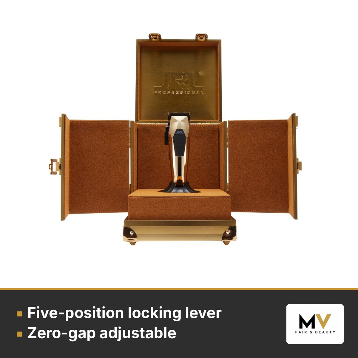 JRL 3000C Gold Clipper, 2020T Gold Trimmer & SF Pro Shaver Trio – Five-position locking lever, Zero-gap adjustable