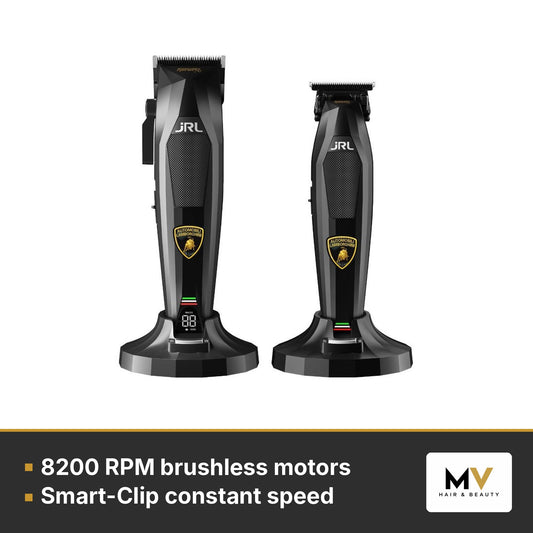 JRL x Lamborghini Black Clipper, Trimmer & Forte Pro Lite Dryer Trio – 8200 RPM brushless motors, Smart-Clip constant speed