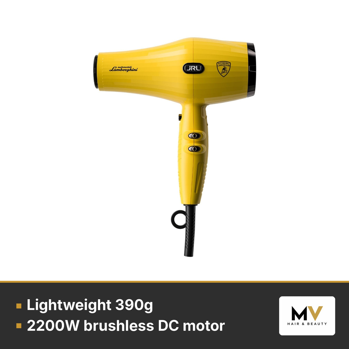 JRL x Lamborghini Black Clipper, Trimmer & Forte Pro Lite Dryer Trio – Lightweight 390g, 2200W brushless DC motor