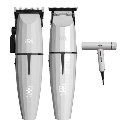 JRL Ghost White Onyx Clipper, Trimmer & Forte Pro Dryer Trio