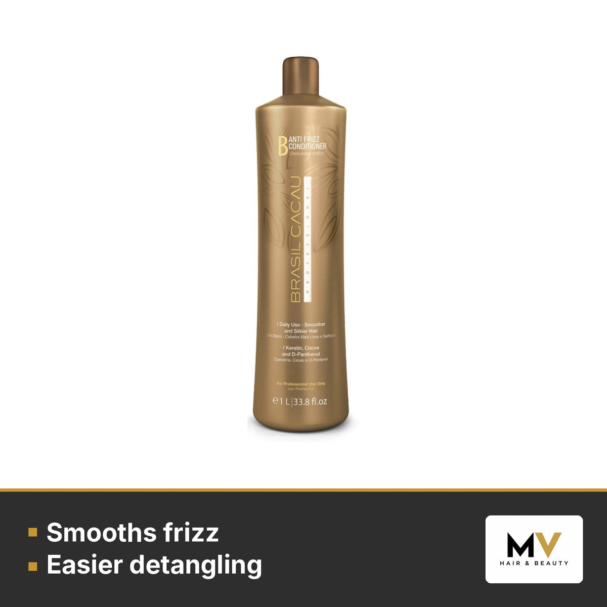 Brasil Cacau Anti Frizz Shampoo 1000ml, Keratin Anti Frizz Conditioner 1000ml & Gradual Smooth Serum 215ml Trio – Smooths frizz, Easier detangling