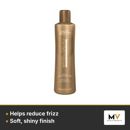 Brasil Cacau Anti Frizz Shampoo 300ml, Keratin Anti Frizz Conditioner 300ml & Gradual Smooth Serum 215ml Trio – Helps reduce frizz, Soft, shiny finish