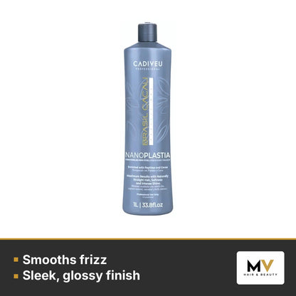 Brasil Cacau NanoPLASTIA Treatment 1000ml, Anti Frizz Shampoo 1000ml & Keratin Anti Frizz Conditioner 1000ml Trio – Smooths frizz, Sleek, glossy finish