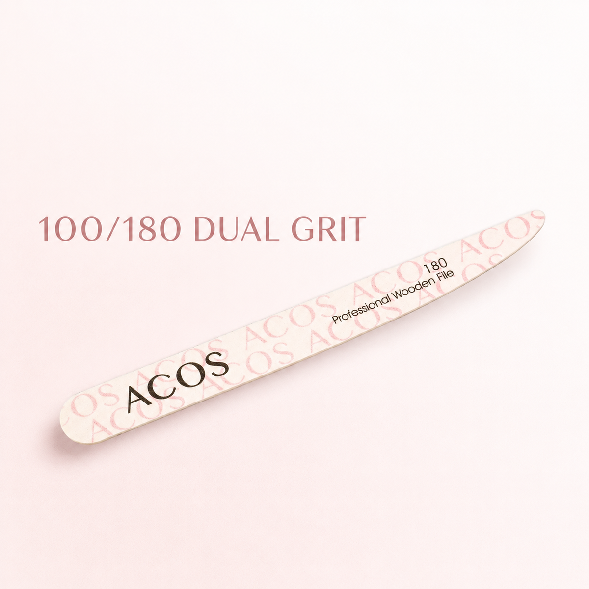 ACOS 100/180 dual-grit half-moon nail file feature graphic
