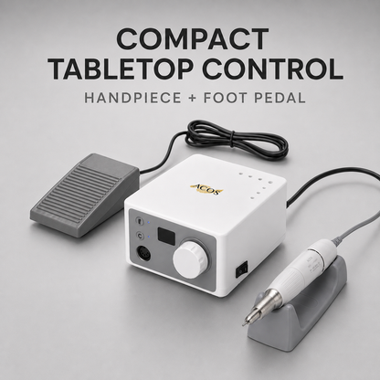 ACOS CUBE tabletop nail e-file with handpiece, cradle and foot pedal