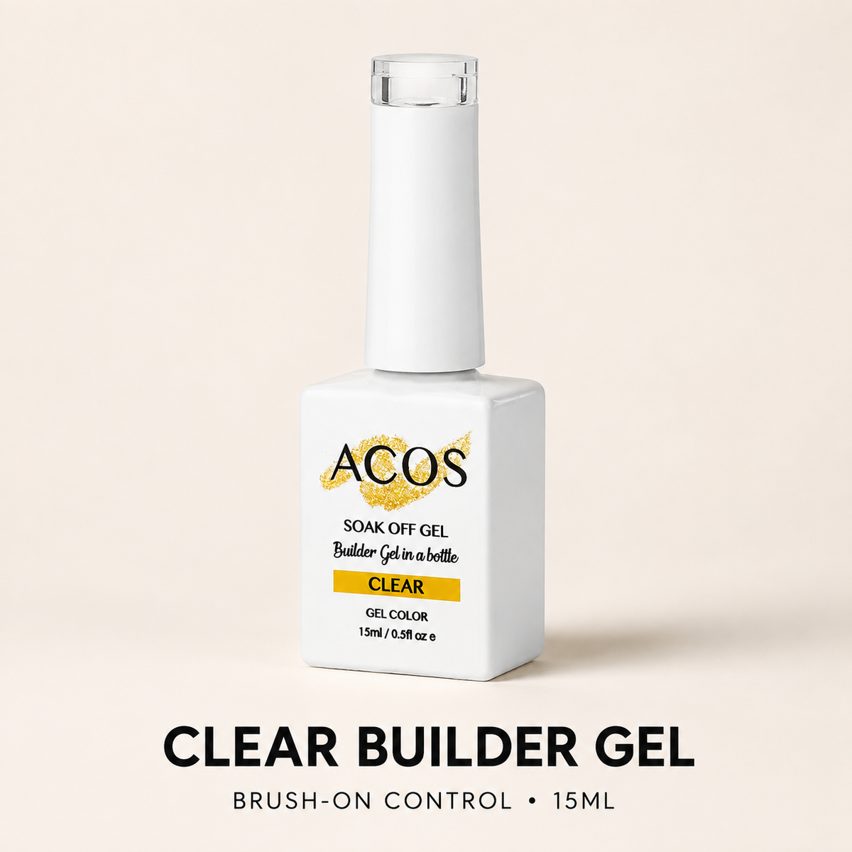 ACOS Clear Builder Gel 15ml — brush-on control