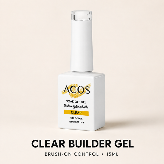 ACOS Clear Builder Gel 15ml — brush-on control