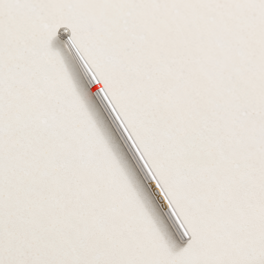 ACOS Bit047 diamond nail drill bit with round head and red coarseness ring