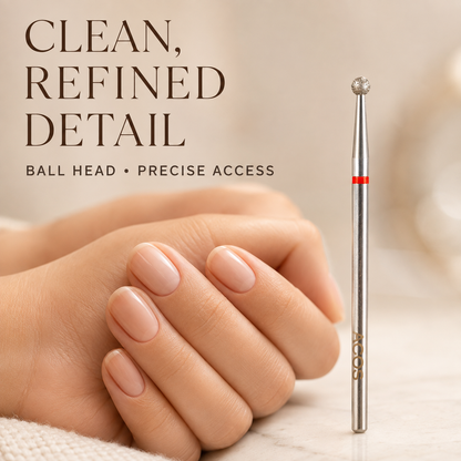 Clean refined manicure detail with ACOS Bit047 diamond ball nail drill bit