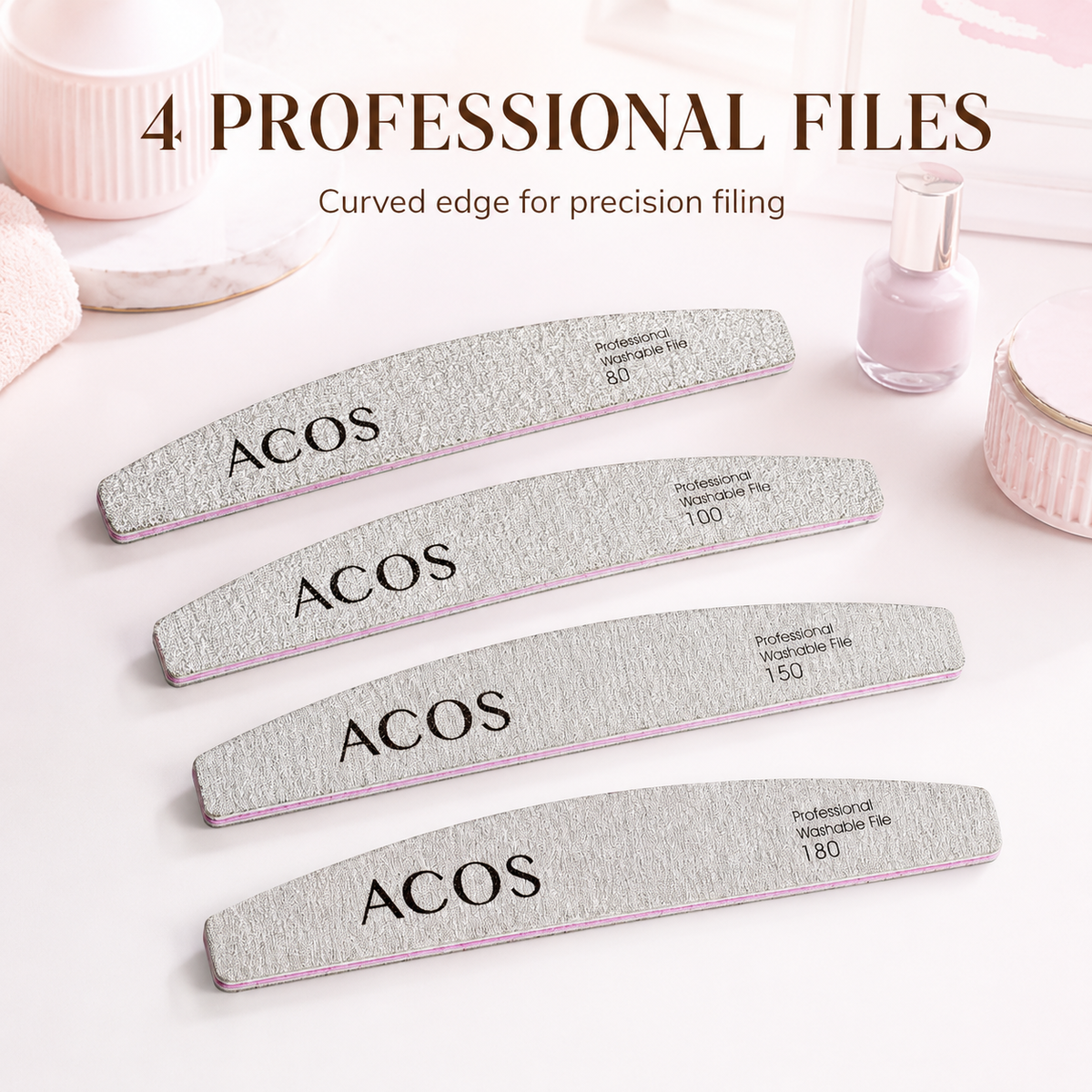 ACOS Endurance Premium Nail Files – four professional curved nail files