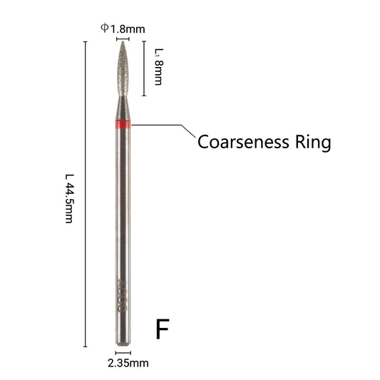 ACOS 1.8mm Flame Shape Carbide manicure Drill Bits (Fine) (Bit002)