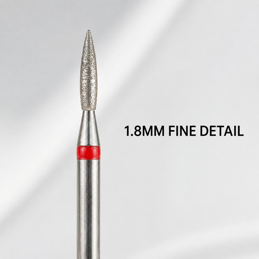 ACOS Bit002 1.8mm fine red-grit flame drill bit benefit graphic