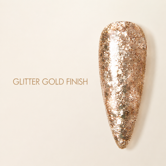 ACOS Glitter Gold 040 gel polish shade and reflective finish graphic