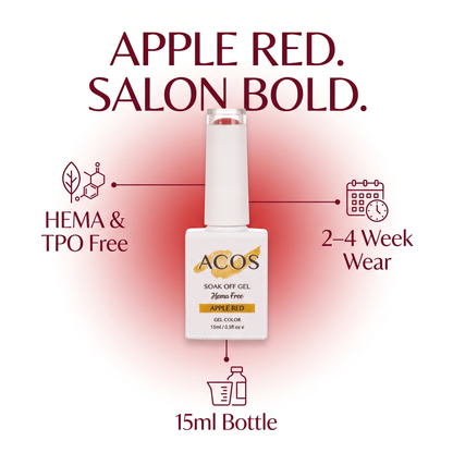 ACOS Apple Red 085 HEMA-free gel colour feature graphic