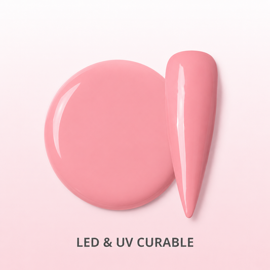 ACOS Baby Pink 004 gel swatch with LED and UV curable benefit
