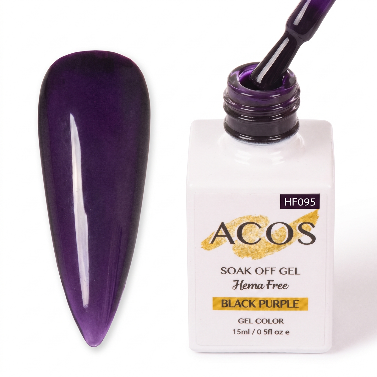 ACOS HF095 Black Purple gel colour nail swatches