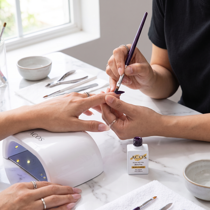 Professional application of ACOS HF095 Black Purple HEMA-free gel colour