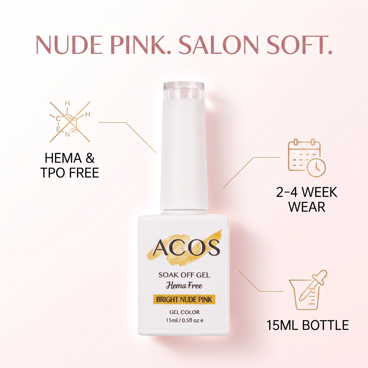 ACOS Bright Nude Pink 028 HEMA-free gel colour feature graphic